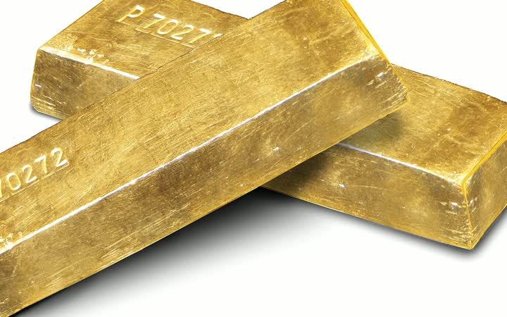 Zwei Goldbarren nebeneinander